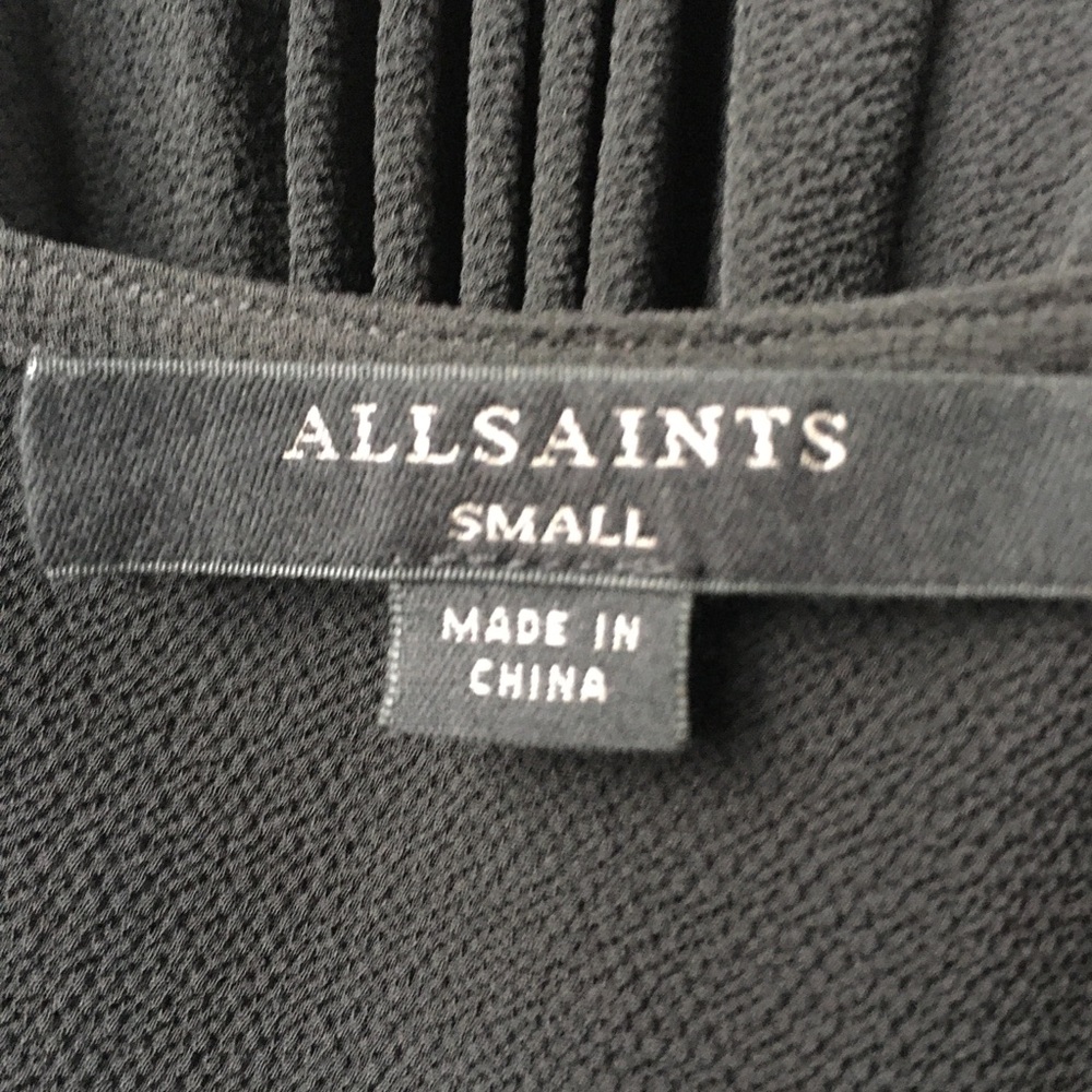 All Saints Black Myer Pleated Dress Sz Small - Picture 11 of 15